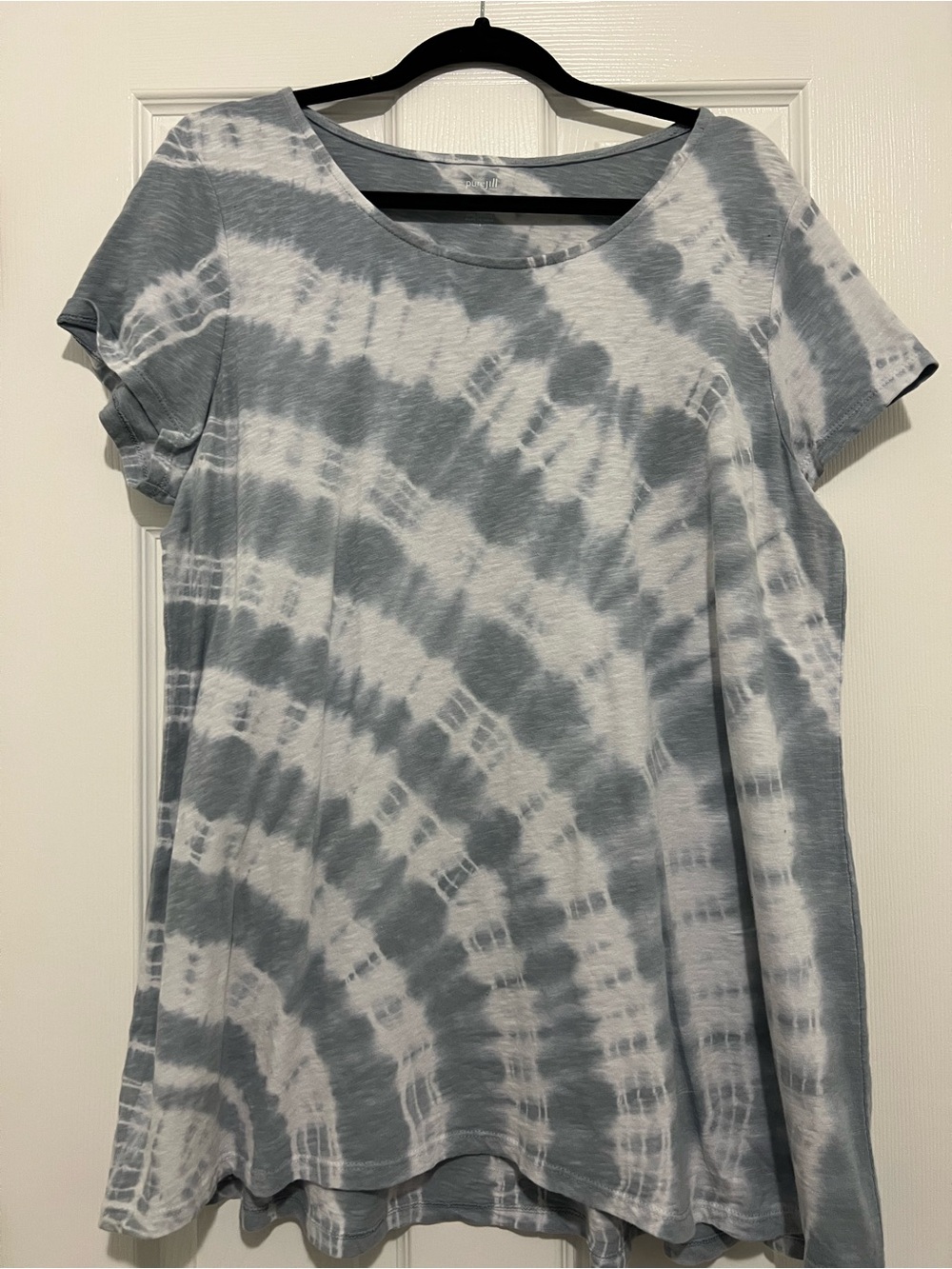 J. Jill Light Blue Tie-Dye Short Sleeve Top